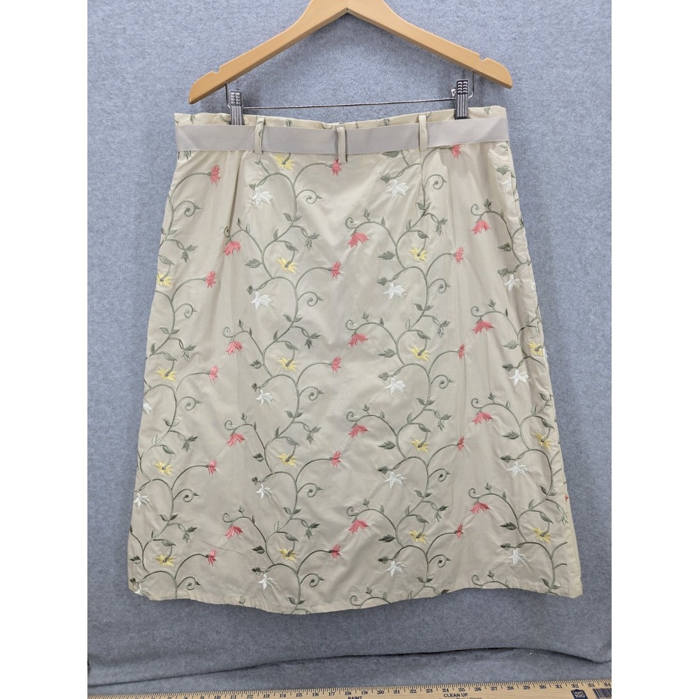 ORVIS Women 100%Cotton A-line Floral Embroidered Button Skirt Cottagecore 18 - Picture 5 of 8